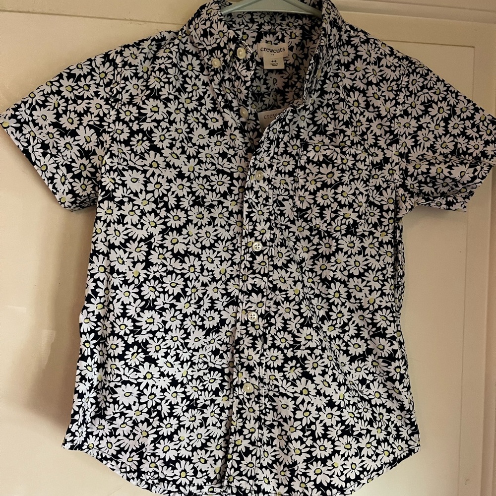 Crew cuts boys size 4-5 floral button up short sleeve shirt